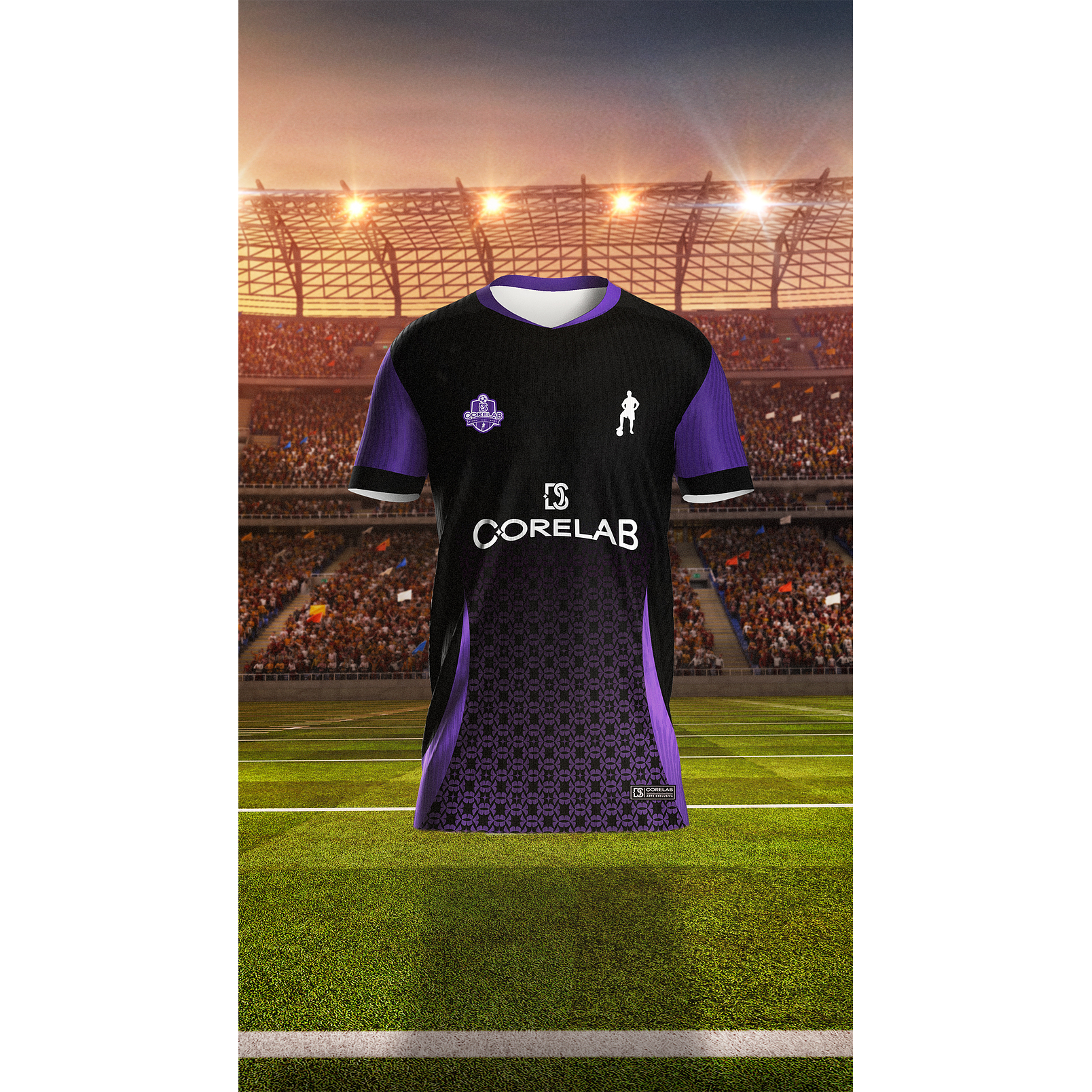 Estampa Roxa e Preta com Padrão Geométrico • Arte Vetorial para Sublimação e Camisas • Arquivo Digital Premium 1