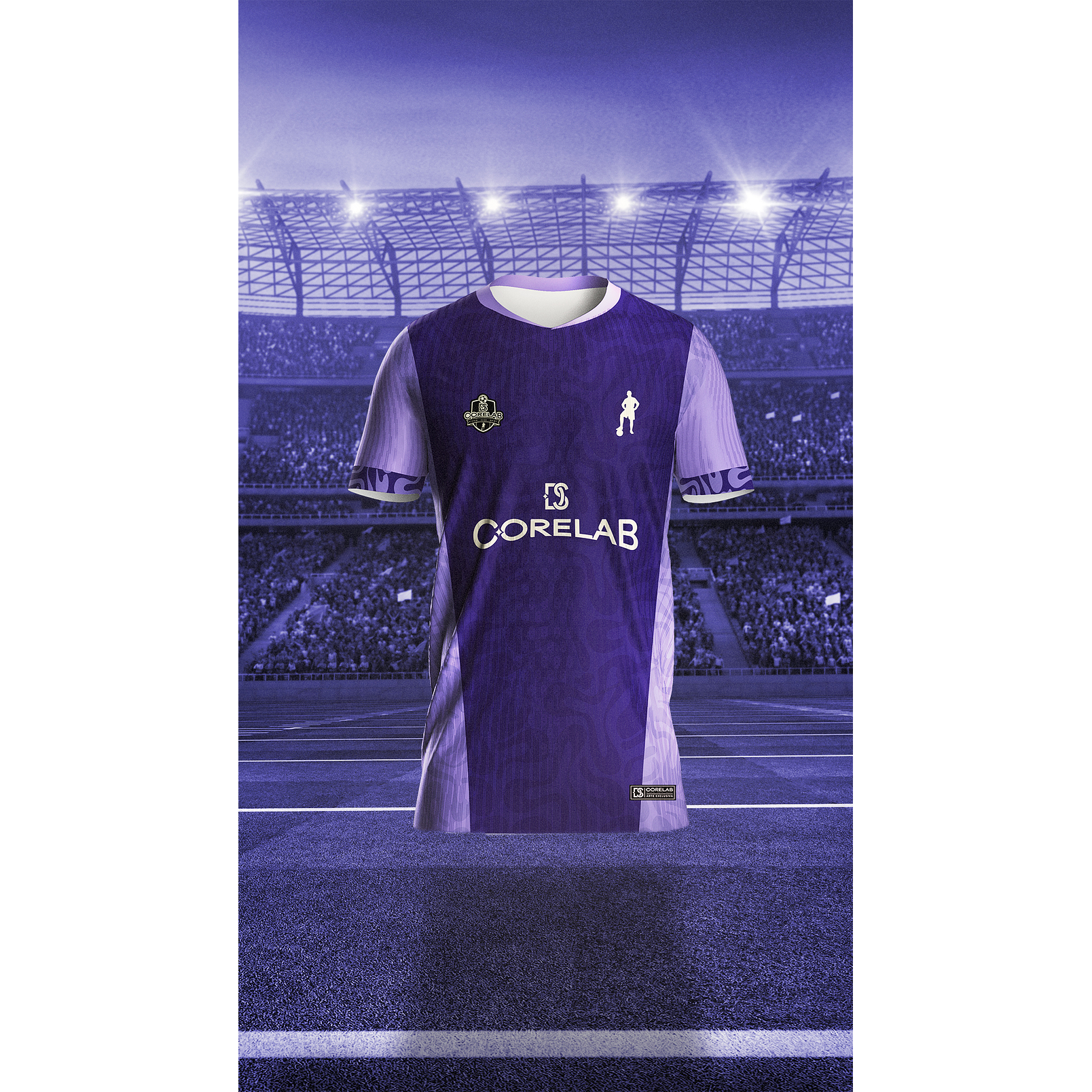 Arte de Futebol Roxa • Layout Esportivo Moderno para Interclasse e Futebol Amador • Arte Vetorial 1