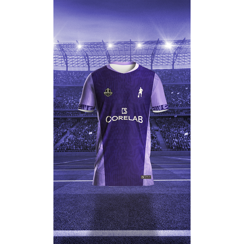 Arte de Futebol Roxa • Layout Esportivo Moderno para Interclasse e Futebol Amador • Arte Vetorial 1