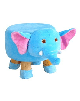 Juguetes Piso Reposapiés Animados Madera Elefante Azul Puff