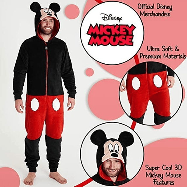 Disney Mickey Mouse Pijama Hombre Entero Una Pieza Original