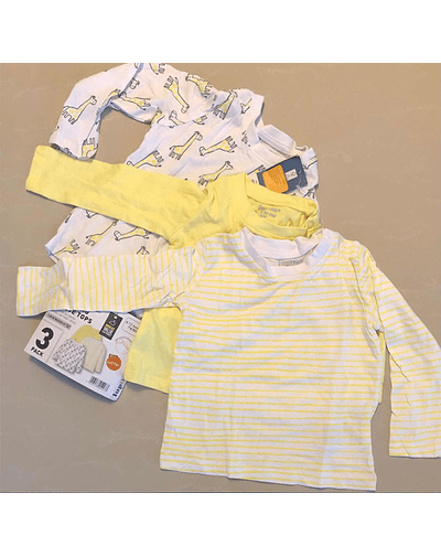 Pack 3 Poleras Manga Larga Bebe Algodón