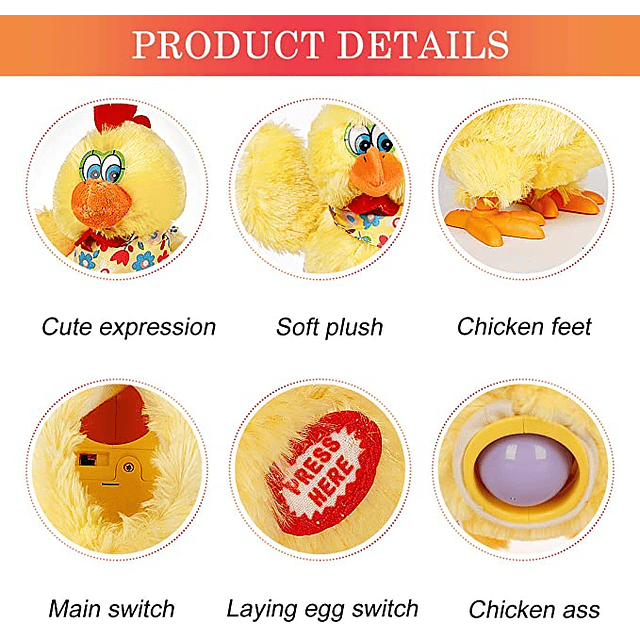 La gallina divertida electrica   pone 3 huevos de plásticos