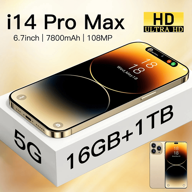 i15 Pro Max, dispositivo desbloqueo huellas dactilares, Face ID, 5G, 6,7 mAh, edición Global