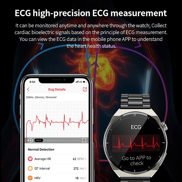 LIGE-reloj inteligente ECG + PPG pulsera deportivo resistente al agua IP68 
