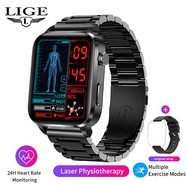 LIGE-reloj inteligente para hombre Premium Dispositivo con terapia asistida 
