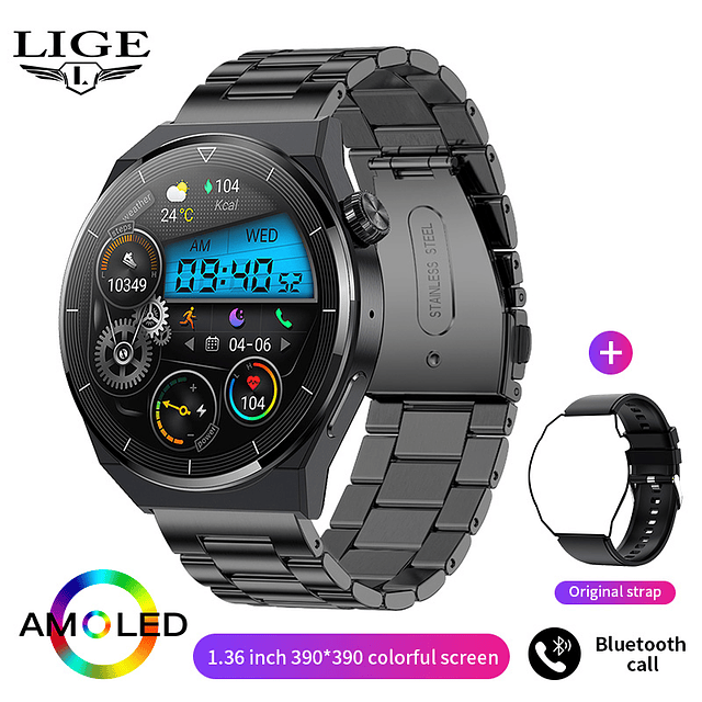 LIGE-reloj inteligente GT3 Pro hombre Resistente al agua IP68 Control Salud Bluetooth, Pantalla AMOLED HD de 390X390 Huawei