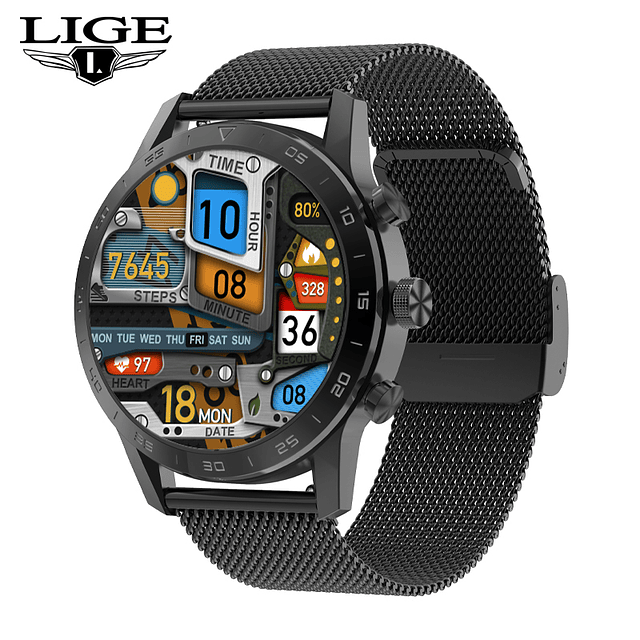 LIGE- Smartwatch Hombre Resistente al agua IP68 Bluetooth  compatible con IOS y Android