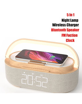 Reloj despertador Digital con Altavoz Bluetooth, con cargador inalámbrico, FM, Radio, luz nocturna, altavoces inalámbricos duales, cabecera del hogar