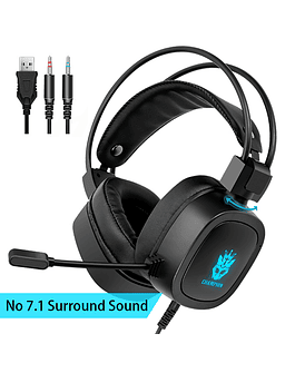 KINGSTAR-auriculares con cable de 7,1mm para videojuegos, audífonos con cancelación de ruido y luz RGB, con micrófono para PC y portátil, 3,5