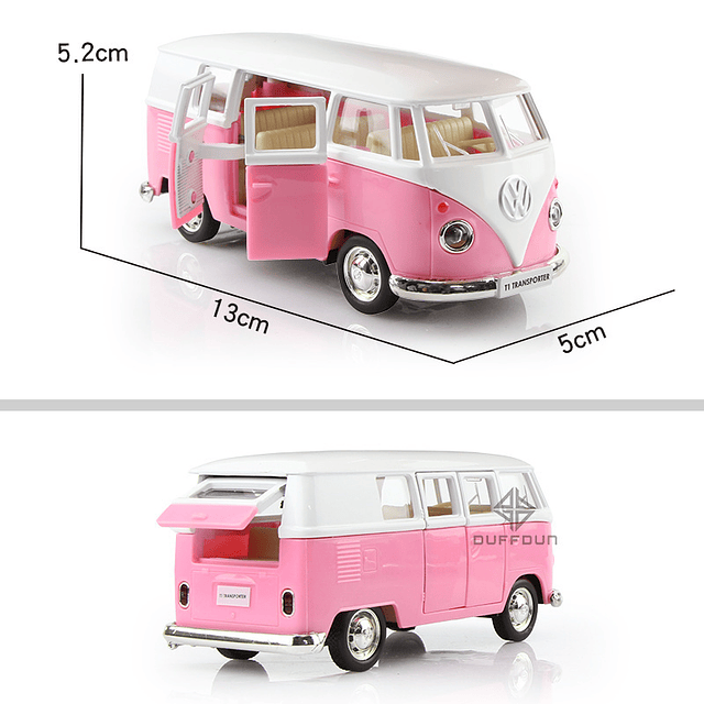 Coches de juguete de aleación para niños Volkswagen VW T1 Bus, modelos de vehículos de Metal, autobuses clásicos, juguetes coleccionables para niños, 1/36
