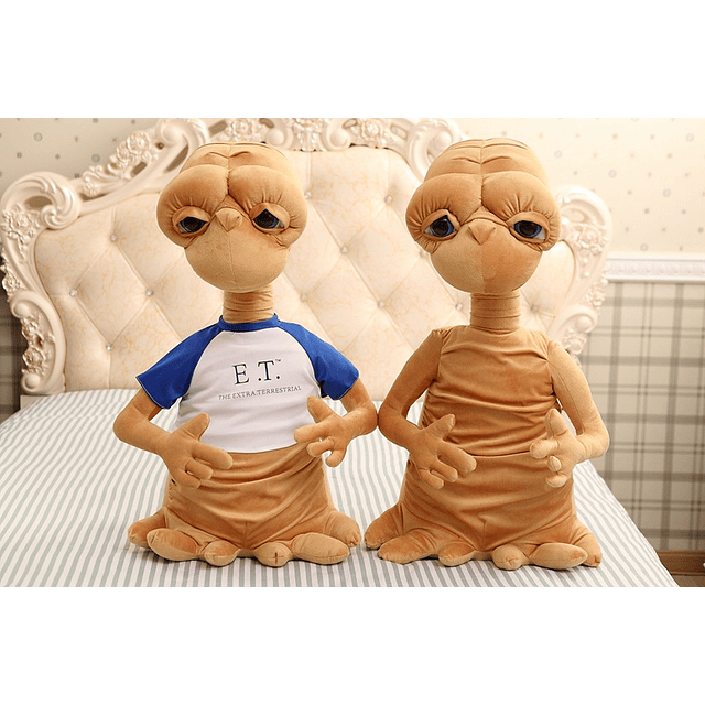 ET 50-70cm Simulation Alien Plush Toy Cute Brown Alien with E.T Clothes Stuffed Animal Sofa Decor for Girlfriend Girl Birthday Gift