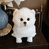 Muñeco de peluche de Pomerania para amantes de las mascotas, superrealista juguete de perro, decoración de lujo para el hogar, color blanco, 2 piezas