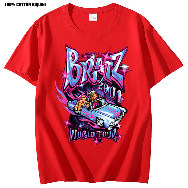 Bratz-camisetas de gran tamaño para hombre y mujer, remeras de estética Harajuku Y2k, ropa de calle informal negra, camiseta de manga corta 100% de algodón