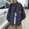 Camisa de manga larga de pana para hombre y mujer, abrigo informal de gran tamaño, estilo artístico, moda coreana, ropa de calidad, otoño, 2023