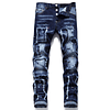 Pantalones vaqueros ajustados de marca de lujo para hombre, Jeans largos con agujeros azules claros, Jeans elásticos ajustados de calidad, Jeans casuales de moda