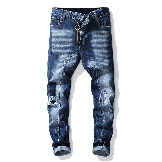 Pantalones vaqueros ajustados de marca de lujo para hombre, Jeans largos con agujeros azules claros, Jeans elásticos ajustados de calidad, Jeans casuales de moda