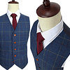 Ckeck-Chaqueta de Tweed para hombre, traje Retro a medida, trajes de boda ajustados, 3 piezas, chaleco