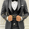 Traje de boda Formal para hombre, de 3 piezas esmoquin, abrigo y pantalón de diseño, color negro, a la moda, novedad de 2022
