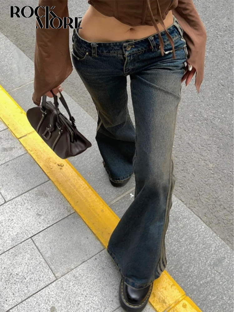 Rockmore-pantalones vaqueros Vintage de tiro bajo para mu...