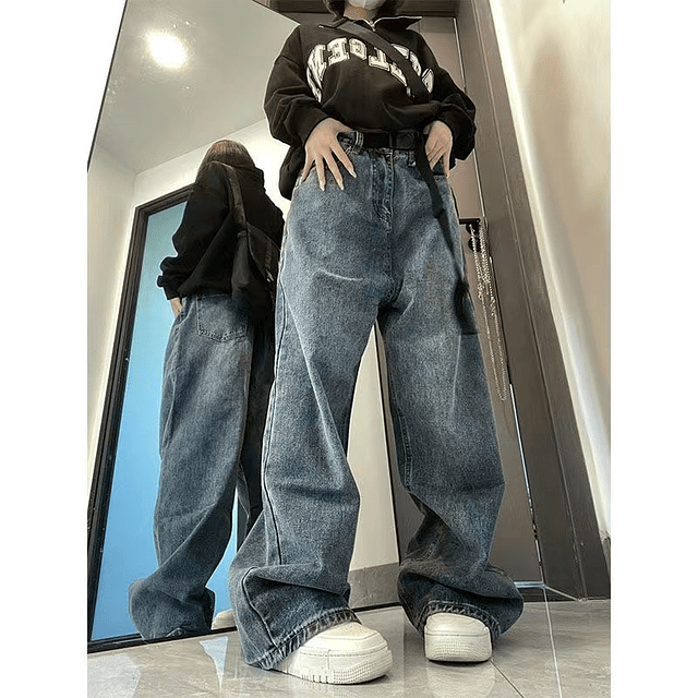 Harajuku-pantalones vaqueros holgados para mujer, ropa de...
