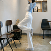 Líquido de verano de las mujeres traje de pantalones 2023 pantalones para las mujeres recto Palazzo de seda ancho de la pierna de vestido blanco pantalones casuales de la elasticid...