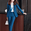 Conjunto de pantalones y chaqueta elegante para mujer, de 2 piezas traje azul, ropa de negocios, primavera 2022