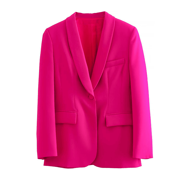 Conjunto de dos piezas para mujer, chaqueta informal de manga larga con bolsillos, traje elegante OL, color rojo y rosa, para verano, 2023