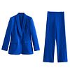 Conjunto de dos piezas para mujer, chaqueta informal de manga larga con bolsillos, traje elegante OL, color rojo y rosa, para verano, 2023