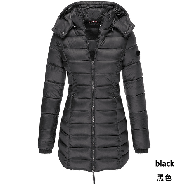 Abrigo largo de plumón para mujer, chaqueta acolchada de algodón con capucha, gruesa y cálida, Invierno