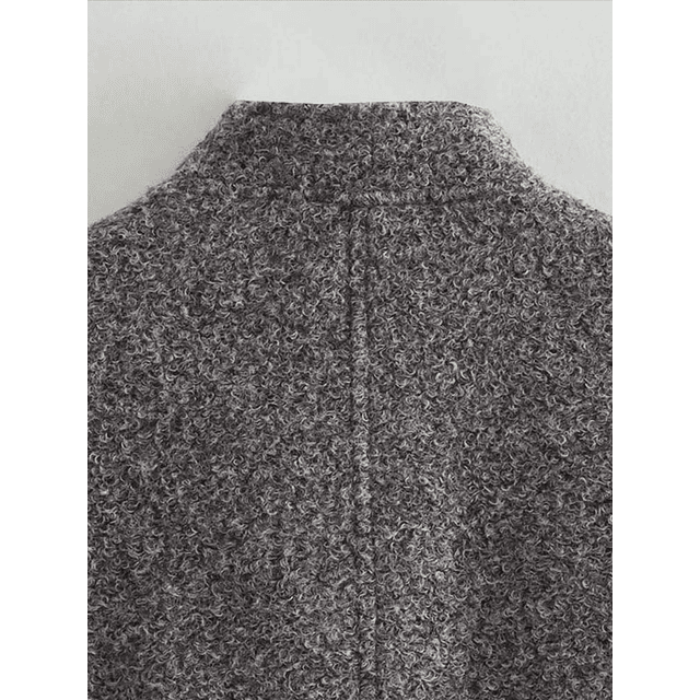 Chaquetas informales holgadas con cuello levantado para mujer, abrigos cálidos de manga larga con botones grises, ropa de abrigo lisa de felpa a la moda, primavera 2023