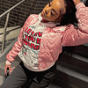 Chaqueta de estilo universitario para mujer, Abrigo acolchado de algodón con bordado de letras, ropa de calle, color rojo, otoño e invierno, 2023