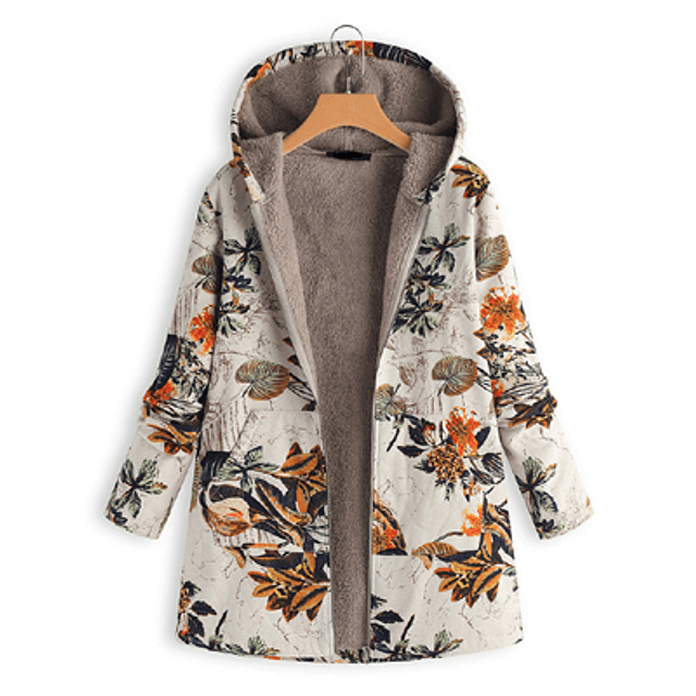 Chaqueta con capucha y estampado Floral para mujer, Abrigo acolchado Vintage de gran tamaño, parka cálida para invierno, novedad de 2021