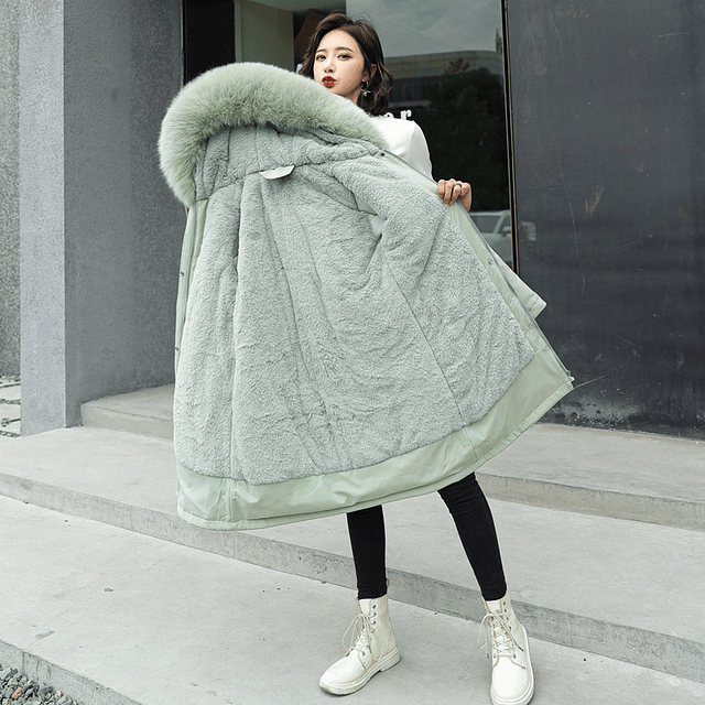 Abrigo de algodón con cuello grueso para mujer, abrigo cálido de felpa, moda de invierno, 2023