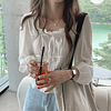 Camisa de lino y algodón para mujer, blusa informal blanca de manga larga coreana, suave, Primavera, 11700