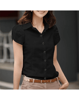 JFUNCY-camisa blanca y negra para mujer, Blusa de manga corta para oficina, ropa de trabajo para verano, 2023