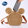 Disney-Bolso de paja con dibujos animados de Mickey para mujer, bolsa de mimbre para viaje, ocio, vacaciones, playa, redondo, pequeño, 2022