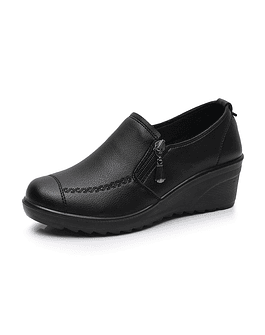 Beyarne-zapatos de tacón alto para mujer, calzado de piel auténtica con cuña, informal, primavera y otoño, 2023