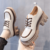 JMPRS-zapatos de tacón grueso con cordones para mujer, mocasines de charol con punta redonda, estilo británico, Primavera, 2023