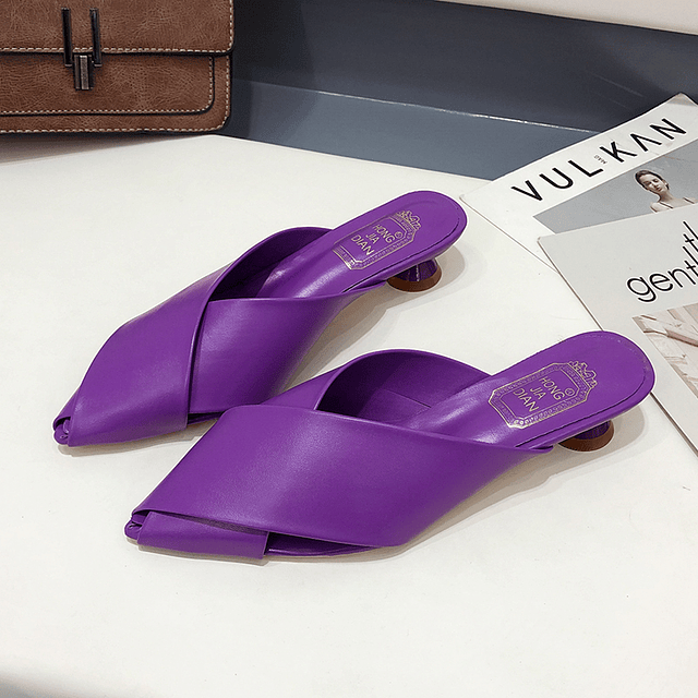 Zapatos planos suaves y cómodos para mujer, mocasines de piel sintética con punta puntiaguda, color púrpura, informales, a la moda, AD2277