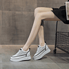 Fujin-zapatos de piel auténtica para mujer, zapatillas con plataforma y cuña, tacón grueso oculto, informales, color blanco y negro, 5,5 cm, para verano