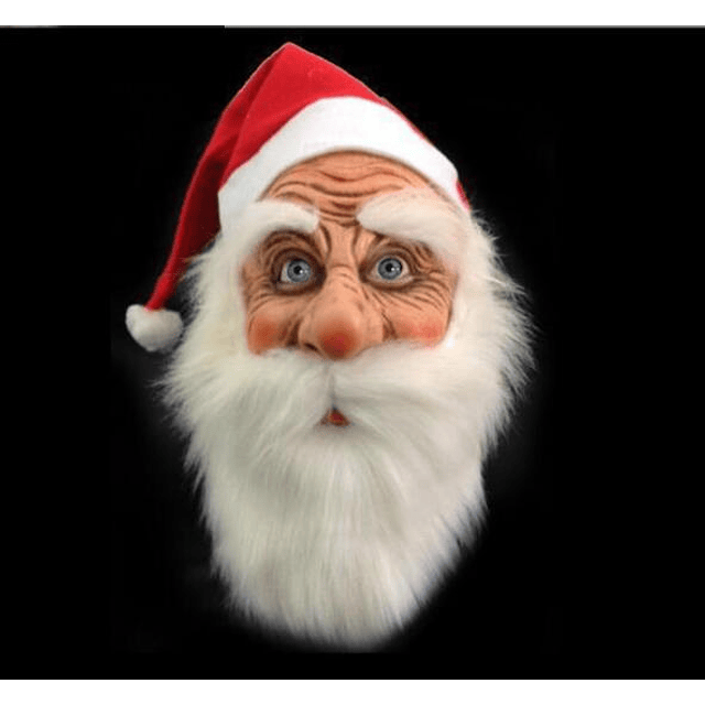 Máscara de látex de Papá Noel, disfraz de Santa Claus, bonito adorno para exteriores, peluca para mascarada, Barba, vestido para fiesta de navidad
