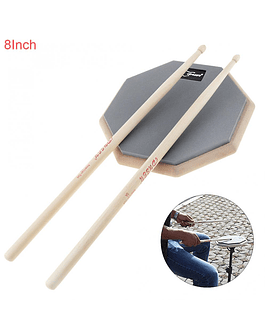 Almohadilla de tambor de entrenamiento de madera de goma, instrumentos de música con palos de tambor y accesorios de tambor, 8 pulgadas