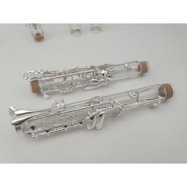 Clarinete acrílico de alta calidad, cuerpo transparente chapado en oro, clarinete Bb transparente