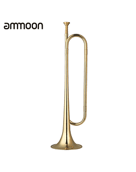 C Bugle Call-trompeta de Latón chapado en oro, cuerno de caballería con boquilla para principiantes, banda escolar, banda militar, 18,7 pulgadas