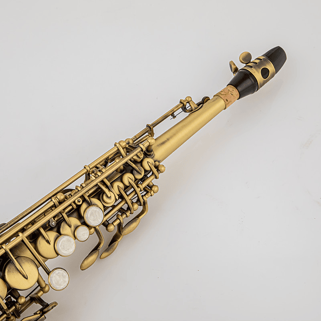 Saxofón Soprano recto de latón, instrumento de viento de madera plano Bb B, patrón de tallado de llave de concha Natural, hecho en Francia, Mark VI