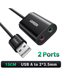 UGREEN-tarjeta de sonido USB, interfaz de Audio externa de 3,5mm, adaptador de micrófono para ordenador portátil, PS5/4, auriculares, tarjeta de sonido USB