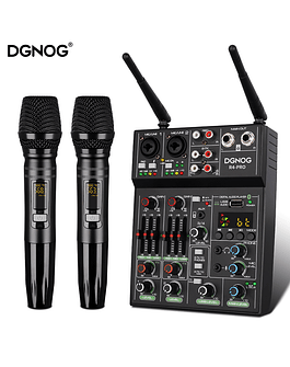 Mezclador de Audio USB de 4 canales con micrófono inalámbrico, mezcladores de sonido de estudio con Bluetooth, consola REC DJ, mezcla para Karaoke