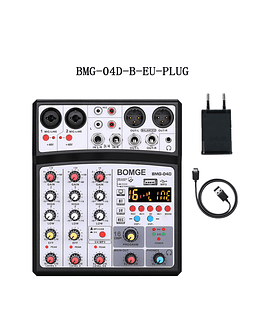 Mezclador de sonido de Audio de 4 canales, consola de DJ USB con alimentación fantasma de 48V, 16 efectos DSP