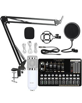 Micrófono condensador profesional BM 800 con cable, Bluetooth V10 PRO, tarjeta de sonido, PC, ordenador, teléfono, Karaoke, juegos en vivo, nuevo Audio